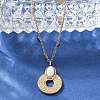 304 Stainless Steel & Oval White Glass Donut Pendant Necklaces for Women NJEW-A045-01G-4