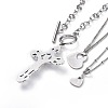 304 Stainless Steel Pendant Necklaces Sets NJEW-JN02524-3