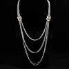 Iron Metallic layered Chain Tassel Long Necklaces with Double Clasp Decor IV6162-2-3