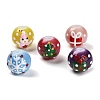 Christmas Theme Baking Paint Glass Beads LAMP-I028-08-1