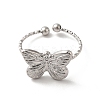 Non-Tarnish 304 Stainless Steel Butterfly Open Cuff Rings for Women RJEW-H136-05P-2