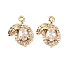 Brass Micro Pave Clear Cubic Zirconia Pendants KK-A259-21G-1