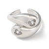 Rack Plating Brass with Clear Cubic Zirconia Open Cuff Rings RJEW-M158-06P-2