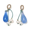 Natural Blue Agate Teardrop Pendant Decorations AJEW-P108-04G-2
