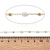 Handmade 304 Stainless Steel ABS Plastic Pearl Beaded Oval Link Chains CHS-L032-01G-01-2