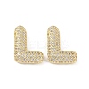 Brass Micro Pave Clear Cubic Zirconia Pendants KK-Z041-01G-L-1