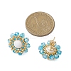 Flower Glass Seed Beaded with Natural Mashan Jade Stud Earrings for Women EJEW-MZ00208-01-4