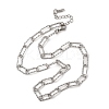 304 Stainless Steel Textured Paperclip Chain Necklaces for Women Men NJEW-A052-01P-4