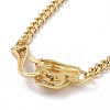 Cubic Zirconia Leopard Pendant Necklace with Brass Curb Chains for Women NJEW-G096-01G-04-3