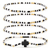 4Pcs Vintage Cylinder Seed Beads &  Brass Beaded Bracelet Sets VC6317-7-1