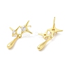 Rack Plating Brass Pave Cubic Zirconia Star with Teardrop Dangle Stud Earrings for Women EJEW-D059-25G-2