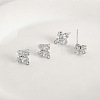 Brass Micro Pave Cubic Zirconia Stud Earring Findings KK-Z094-07P-1