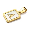 PVD Vacuum Plating 304 Stainless Steel Pave Natural White Shell Pendants STAS-S130-03G-A-2