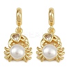 Brass Pave Clear Cubic Zirconia and Imitation Pearl European Dangle Charms KK-C114-15G-1