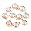 Electroplated Natural Keshi Pearl Flat Round Pendants PEAR-S018-02C-01A-1