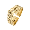 Crown 304 Stainless Steel Open Cuff Ring for Women RJEW-Z083-03G-05-4