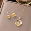 Brass Micro Pave Clear Cubic Zirconia Stud Earrings & Pendant Necklaces Sets FS-WG8C3C9-02-1