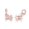 Brass Micro Pave Clear Cubic Zirconia European Dangle Charms ZIRC-I036-24RG-1