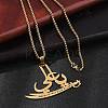 201 Stainless Steel Arabic Pendant Box Chain Necklaces for Women Men NJEW-R013-04G-3