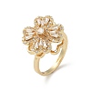 Clover Rotatable Open Cuff Rings for Women RJEW-R007-02G-4