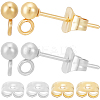 100Pcs 2 Style 304 Stainless Steel Ball Post Stud Earring Findings STAS-BBC0004-74-1