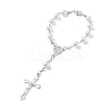 Religious Prayer Imitation Pearl Beaded Rosary Bracelet LS-BJEW-O140-01P-1