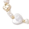 Natural Cultured Freshwater Pearl & Brass Beaded Bracelets for Women BJEW-JB13367-3