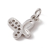 Brass Micro Pave Clear Cubic Zirconia Butterfly Charms ZIRC-F132-92P-2