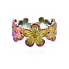 304 Stainless Steel Sunflower Cuff Ring RJEW-N038-096-2