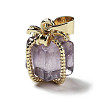 Natural Amethyst Gift Box Charms G-P523-01G-05-1