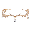 Alloy Rhinestone Teardrop Hair Bands AJEW-WH0434-53G-1