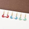 Ocean Series 304 Stainless Steel Enamel Dangle Earrings LS-EJEW-K017-01F-G-1