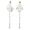 Acrylic Pearl Petal & Shell Pearl Bead Stud Dangle Earrings EJEW-YW00005-1