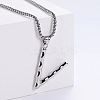 3Pcs 304 Stainless Steel Textured Letter Pendant Box Chain Necklaces LW4134-48-1