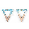 Transparent Resin & White Wood Pendants RESI-N039-50-3