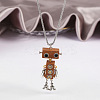 Alloy & Wood Robot Pendant Necklaces FS-WGB43E5-05-1