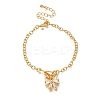 Bowknot Brass Micro Pave Clear Cubic Zirconia Card Paper Chain Bracelets for Women BJEW-L696-003G-1