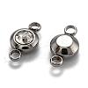 Flat Round 304 Stainless Steel Cubic Zirconia Links STAS-P029-M-4
