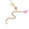304 Stainless Steel Enamel Colorful Heart Link Anklets AJEW-AN00642-4