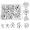 16Pcs 8 Style Eye Theme 304 Stainless Steel Rhinestone Pendants STAS-SZ0002-85P-1