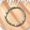 Natural Green Spot Jasper Bead Stretch Bracelets X-BJEW-K212-A-017-1