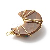Natural Tiger Eye Copper Wire Wrapped Pendants PALLOY-JF01639-02-4
