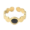 Ion Plating(IP) 304 Stainless Steel Enamel Textured Round Cuff Finger Rings RJEW-L107-066G-02-2