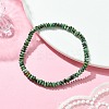 Natural African Turquoise(Jasper) Flat Round Beaded Stretch Bracelets for Women BJEW-JB09717-08-2
