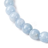 Natural Aquamarine Round Bead Stretch Bracelets for Men Women BJEW-U034-01E-01-2