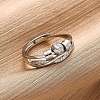Brass Micro Pave Clear Cubic Zirconia Finger Rings for Women Ease Anxiety RJEW-S624-05P-02-3