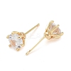 Rack Plating Brass Clear Cubic Zirconia Stud Earrings EJEW-M090-18G-2