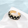 Brass Micro Pave Cubic Zirconia Cuff Open Rings CU-CBAB3AD-12G-01-3