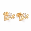Word Love 304 Stainless SteelStud Earrings EJEW-C019-14G-1
