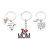 1Pc Mother's Day Gift 201 Stainless Steel Flat Round/Rhombus/Rectangle with Word Keychains KEYC-FS0001-10-6